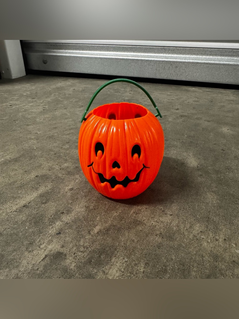 Halloween Pumpkin Candy Bucket - Orange with Green Handle